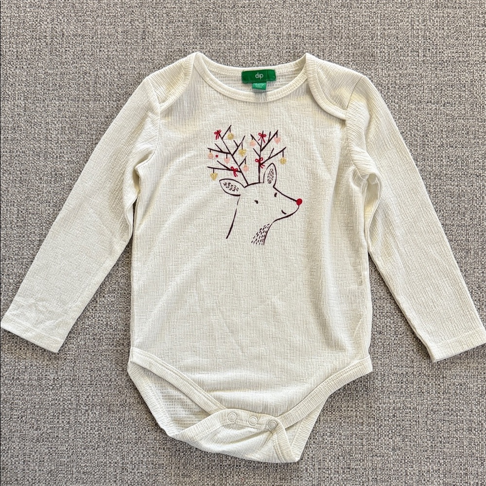 dip Ivory Reindeer Long Sleeve Onsie